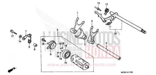 BARILLET DE SELECTION XL650VY de 2000
